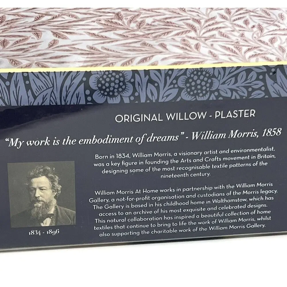 William Morris Original Willow Plaster Pink KING Cotton Percale Sheet Set Leaves